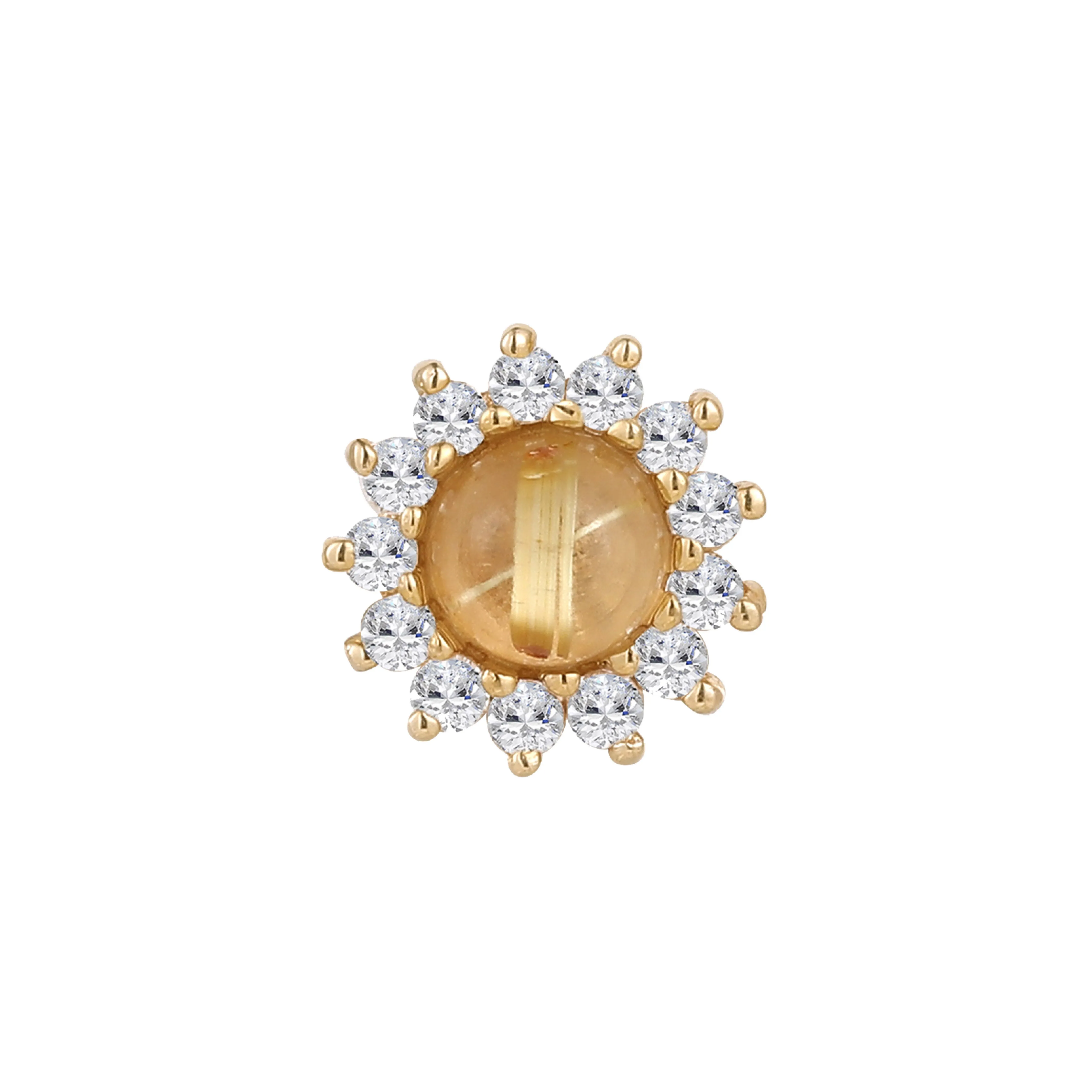 Delphine - Rutilated Quartz   White Sapphire - Threadless End