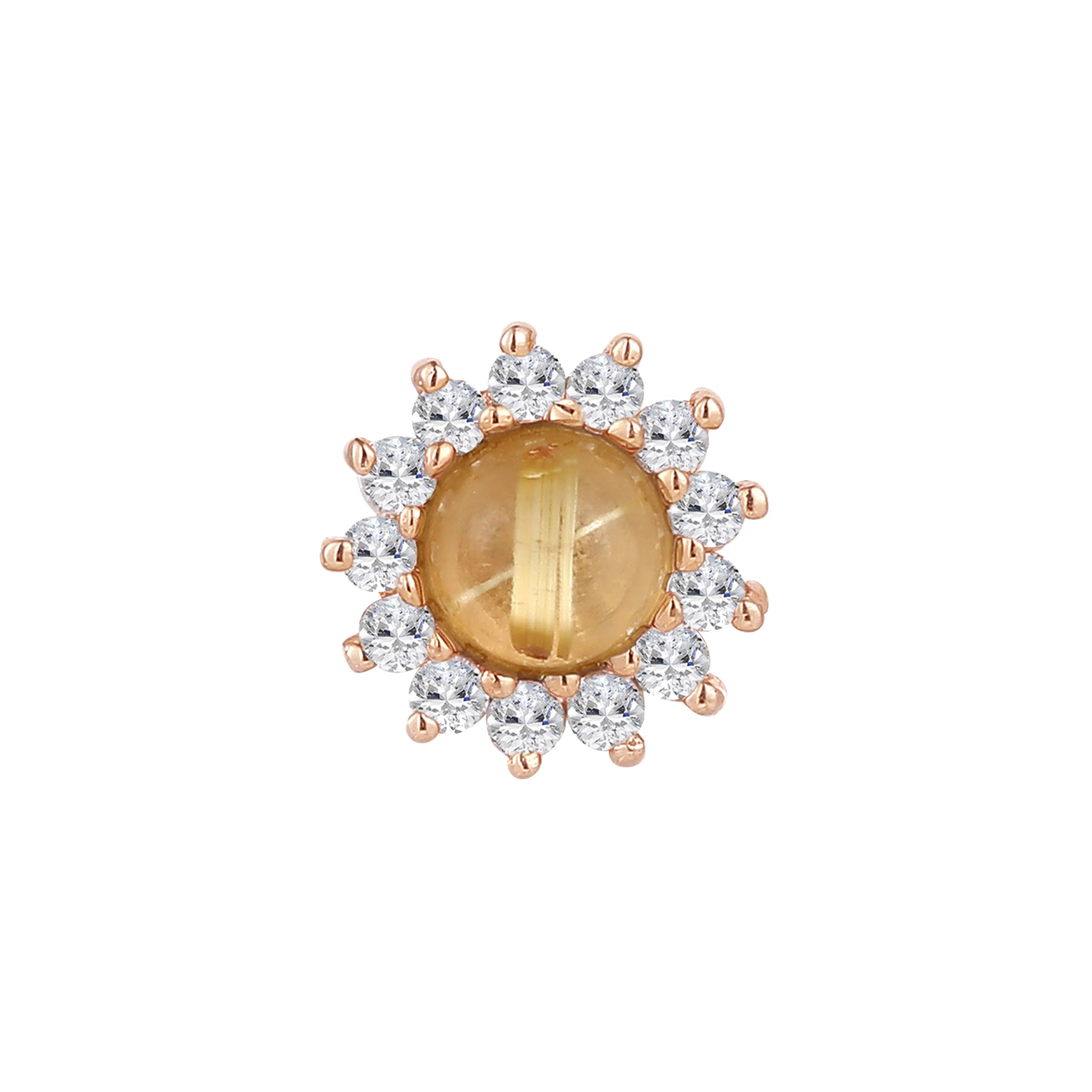 Delphine - Rutilated Quartz   White Sapphire - Threadless End