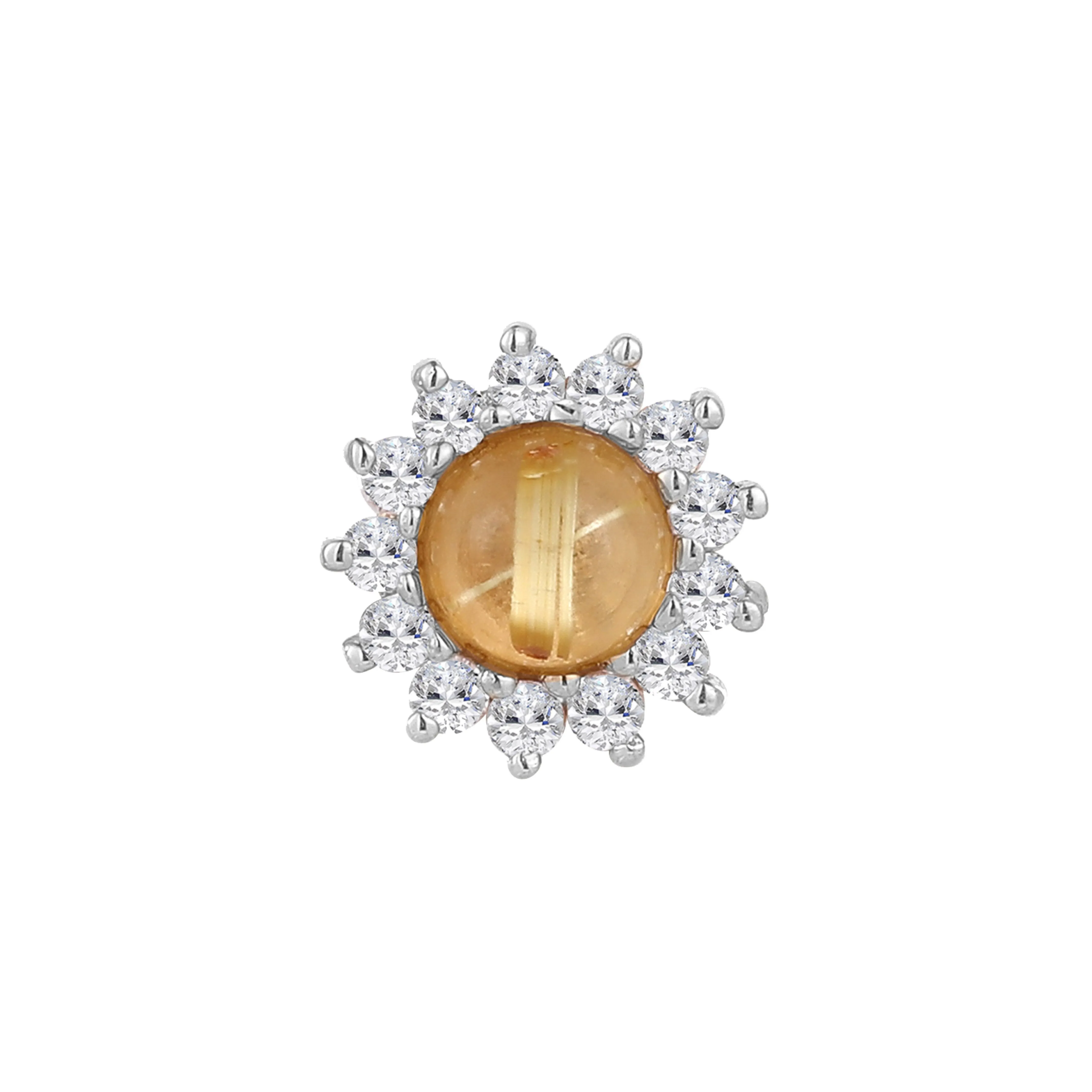 Delphine - Rutilated Quartz   White Sapphire - Threadless End