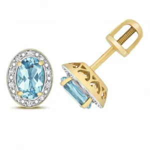 Diamond And Light Swiss Blue Topaz Stud Earrings ED258BT