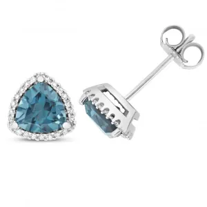 Diamond And London Blue Topaz Stud Earrings ED256WLB