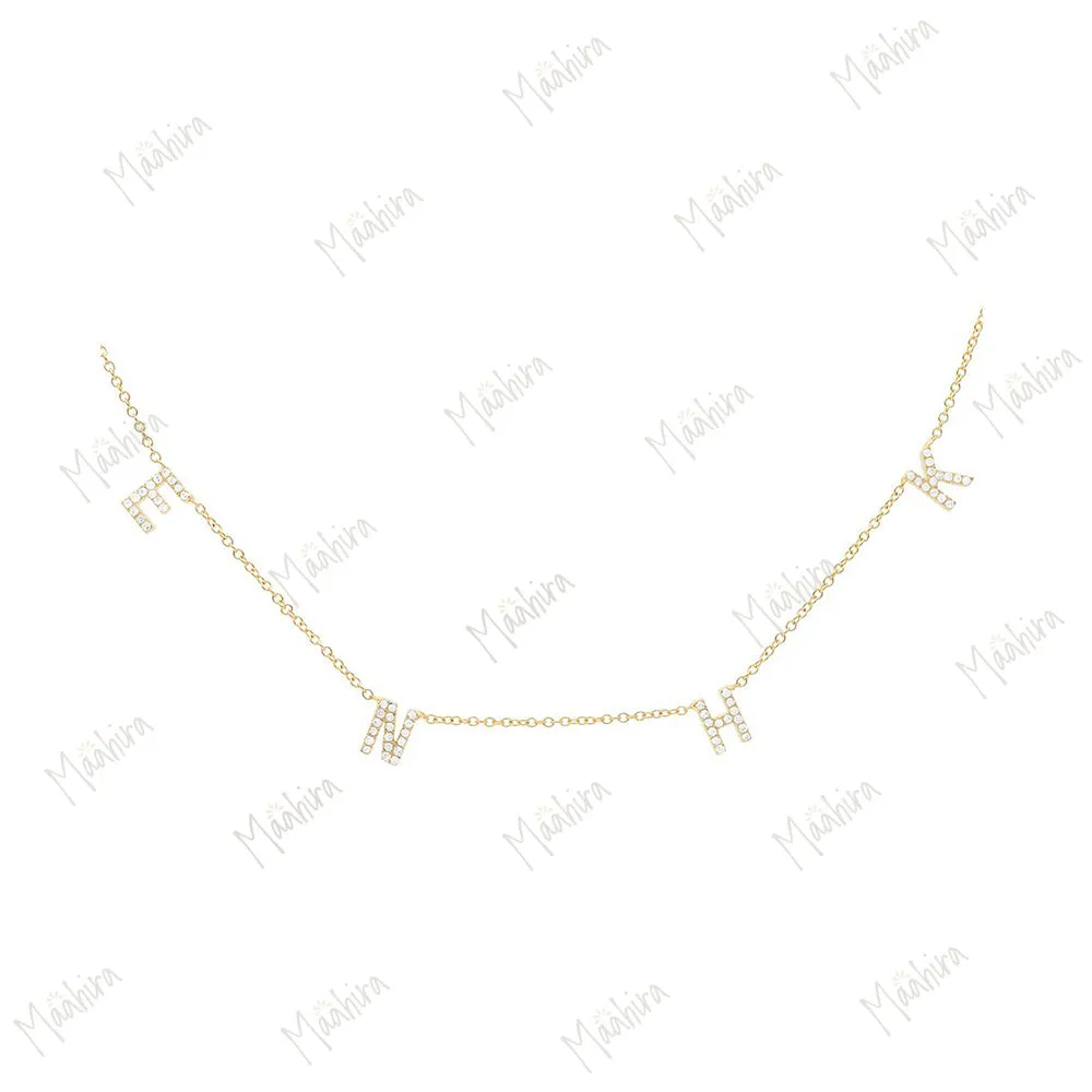 Diamond E N H K Name Necklace