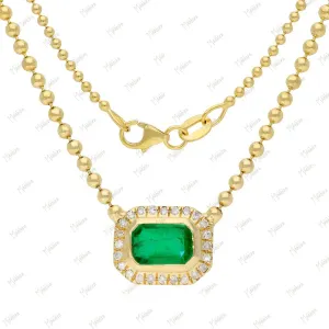 Diamond Emerald Necklace 8x10mm