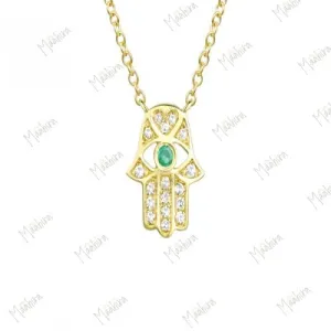Diamond Hamsa Hand Pendant Necklace