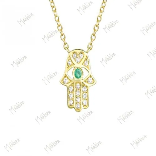Diamond Hamsa Hand Pendant Necklace