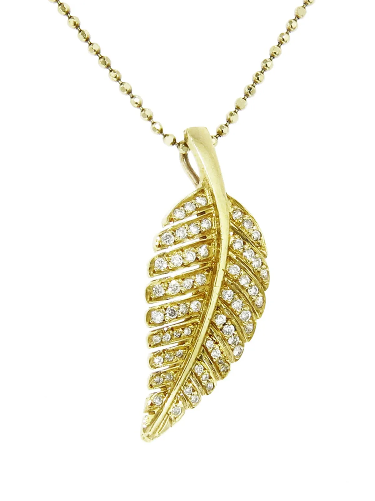 Diamond Leaf Yellow Gold Necklace