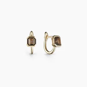 Domino Smokey Quartz Huggie Hoops