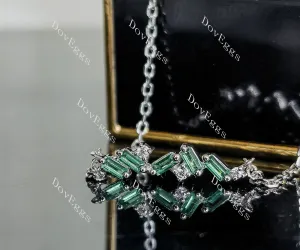 Doveggs baguette round pave colored gem pendant necklace (with chain)