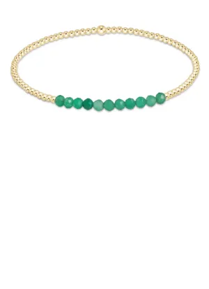 E Newton Gold Bliss 2mm Bracelet Green Onyx
