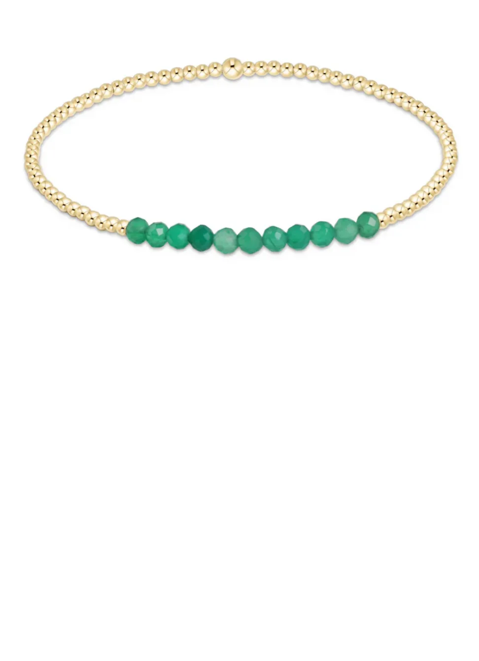E Newton Gold Bliss 2mm Bracelet Green Onyx