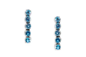Earrings 18kt Gold Blue Topaz Line Drops