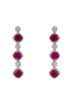 Elena Drop Earrings Ruby Silver