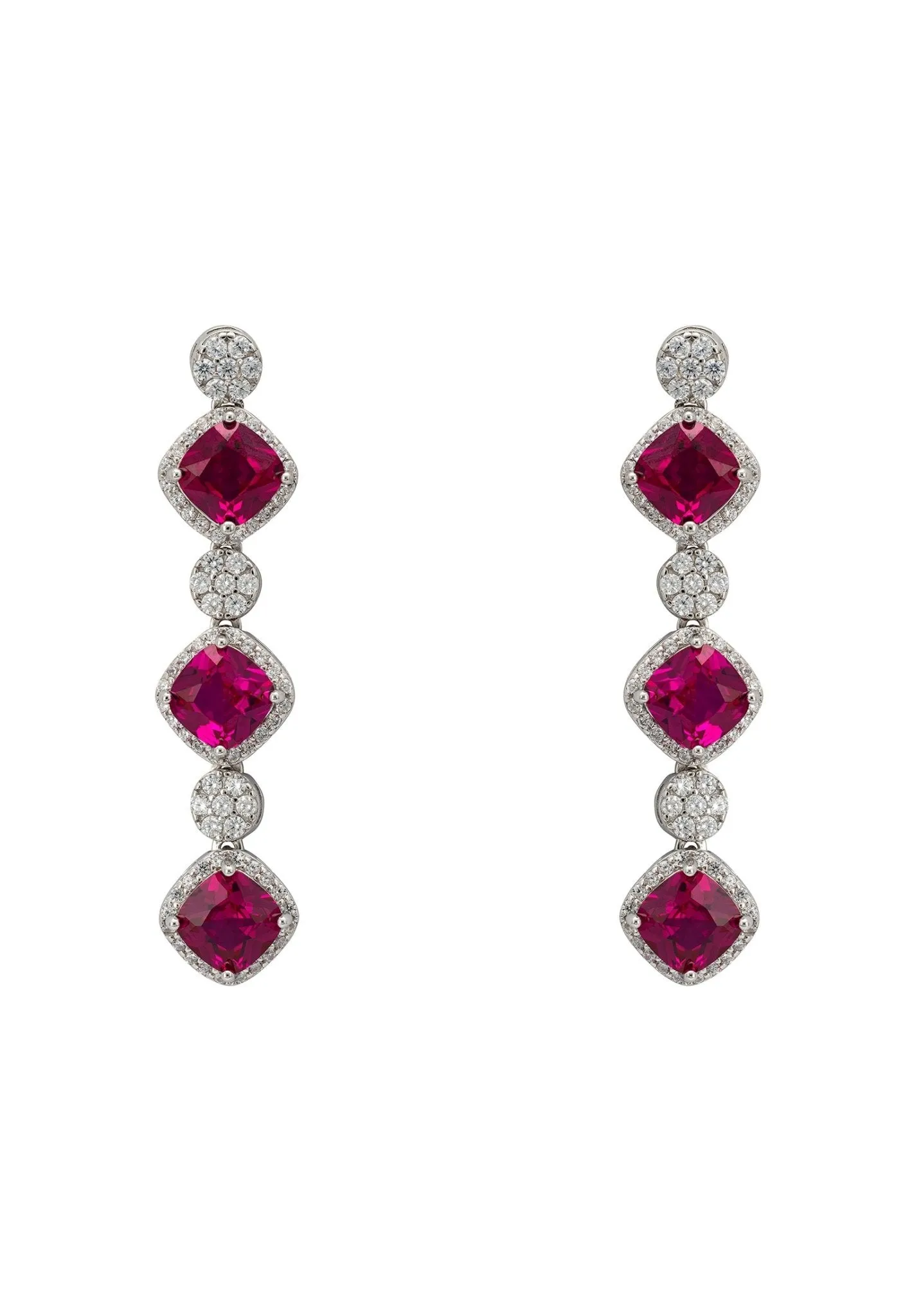 Elena Drop Earrings Ruby Silver
