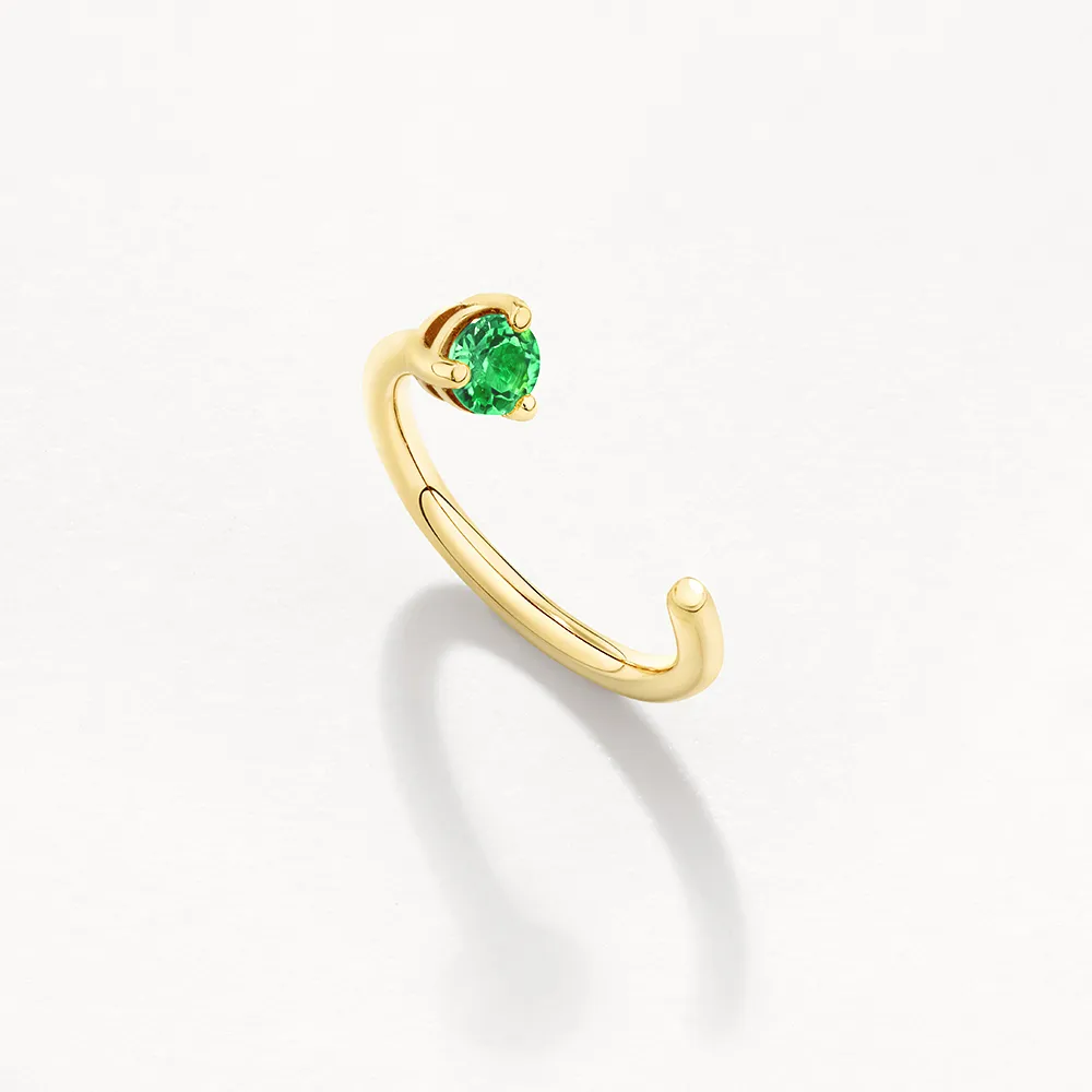 Emerald May Birthstone Hook Earrings in 10k Gold