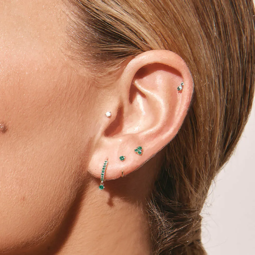 Emerald May Birthstone Hook Earrings in 10k Gold