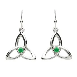Emerald Trinity Knot Earrings