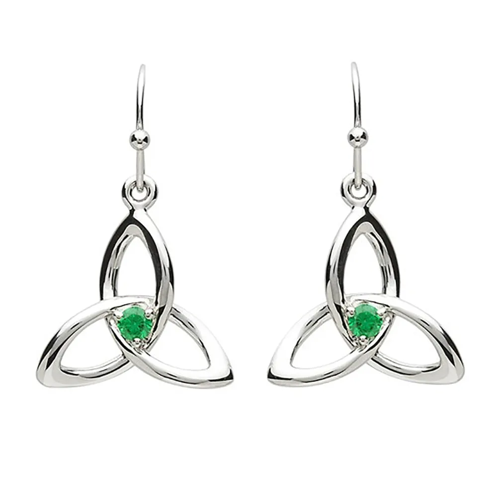 Emerald Trinity Knot Earrings