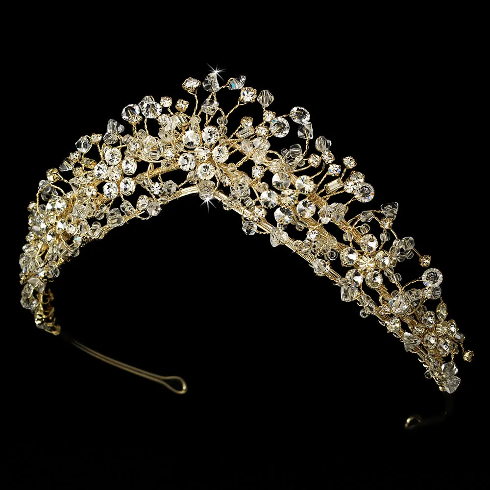 Enchanting Gold Crystal Bridal Tiara