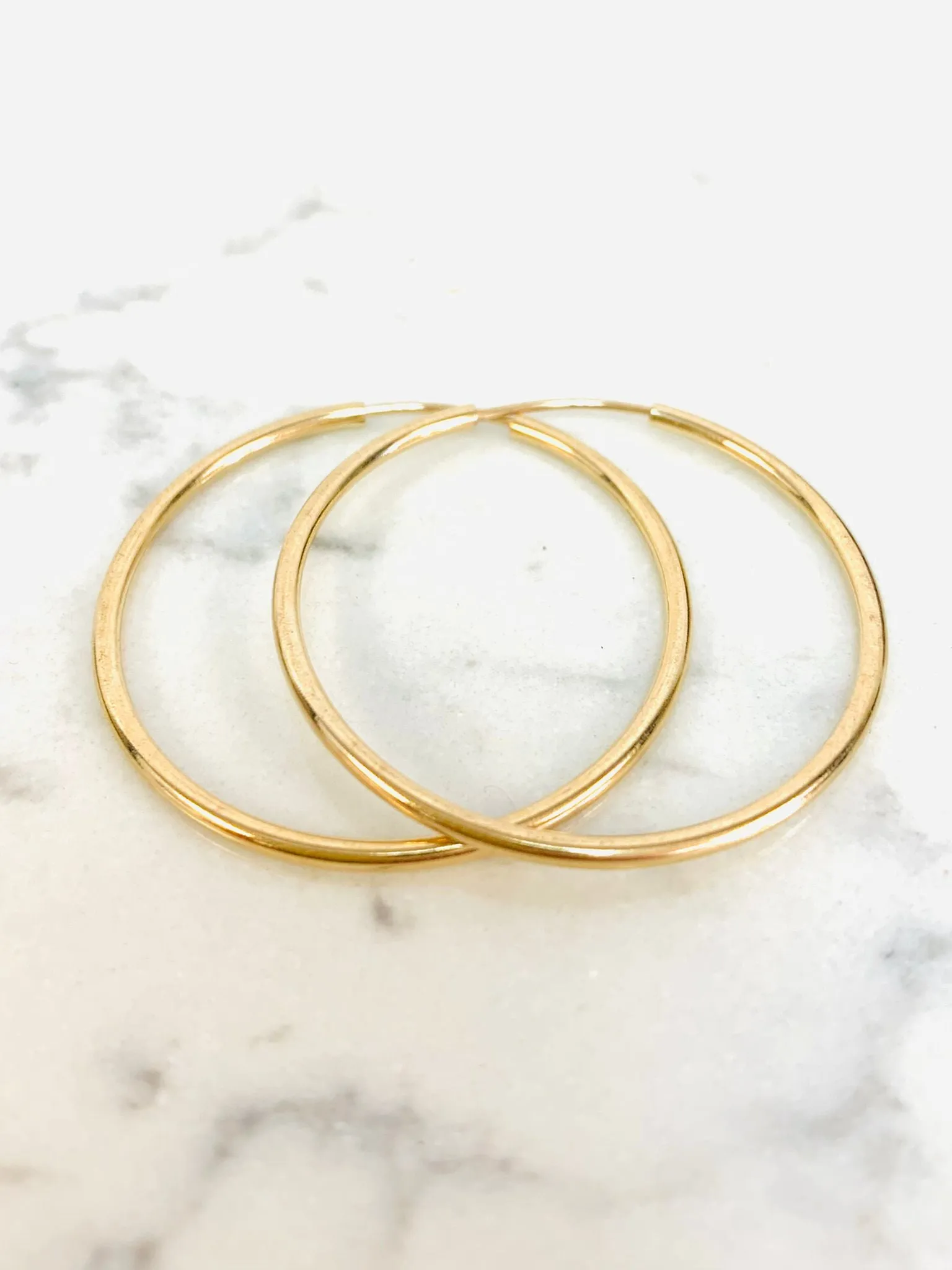 Endless Hoop Earrings Real Gold Filled 30x30mm For Womens / Argollas Arracadas en Oro Laminado Mujer / Hoop for Everyday