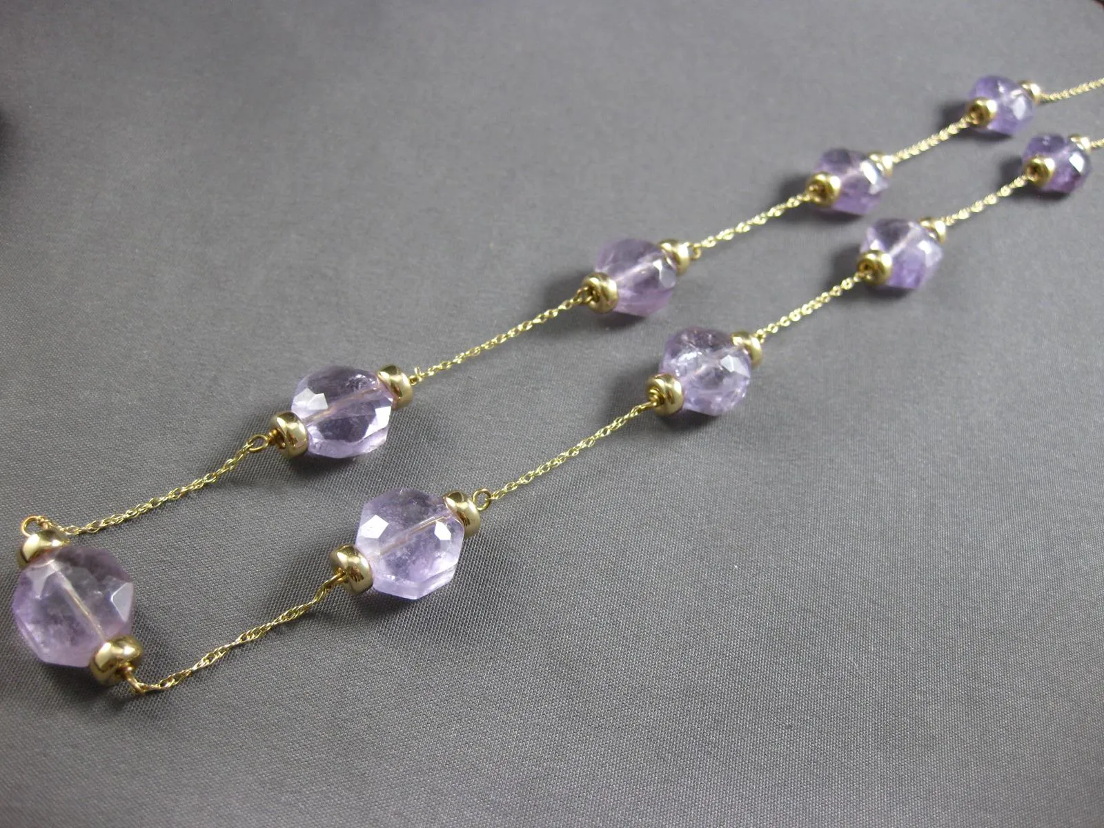 ESTATE .90CT AAA AMETHYST 14KT YELLOW GOLD BY THE YARD FUN LOVE NECKLACE #27888
