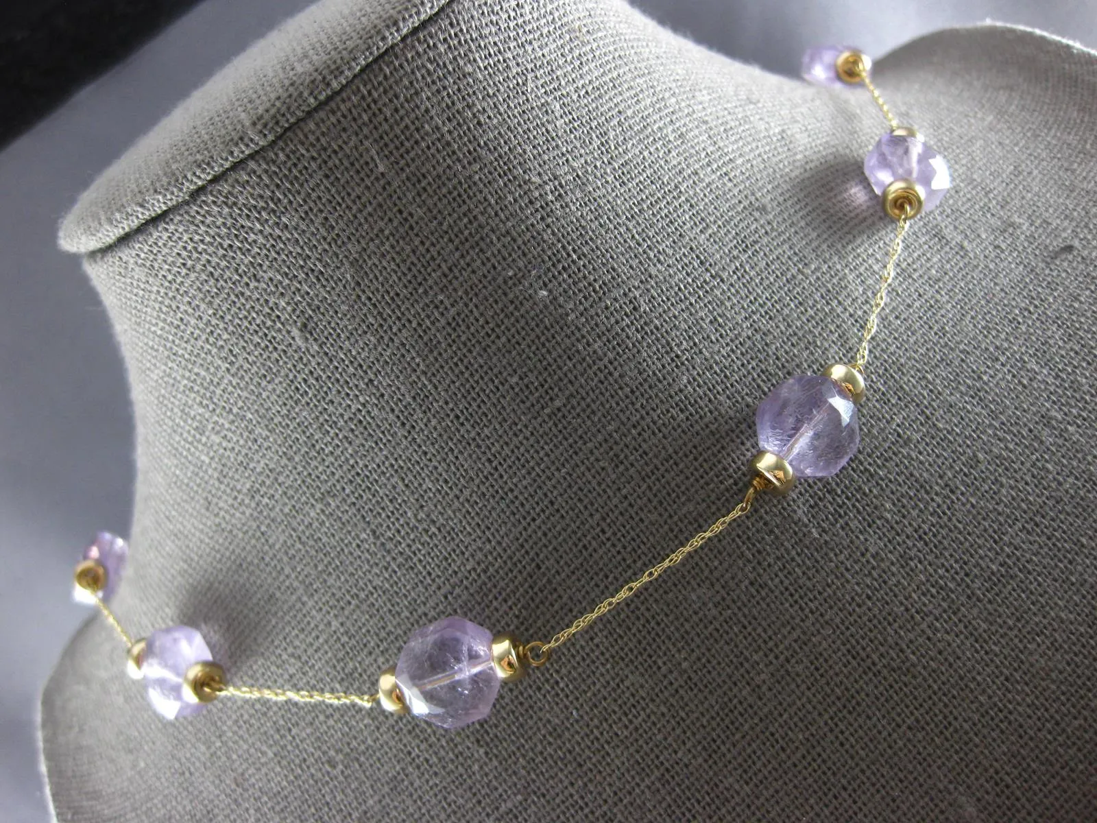 ESTATE .90CT AAA AMETHYST 14KT YELLOW GOLD BY THE YARD FUN LOVE NECKLACE #27888