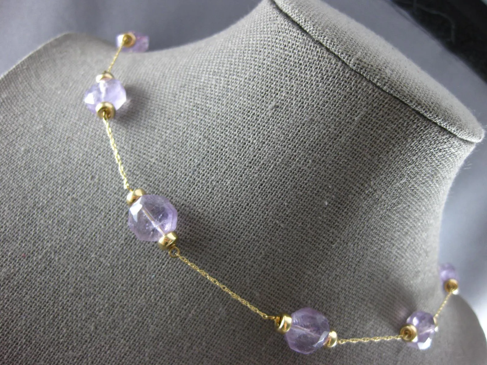 ESTATE .90CT AAA AMETHYST 14KT YELLOW GOLD BY THE YARD FUN LOVE NECKLACE #27888
