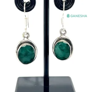 Faceted Emerald Round (925) Sterling Silver Jewellery Gift Set With Free Chain