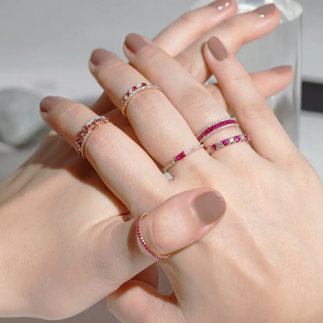 For Her Jewellery -  18K Rose Gold Ruby Eternity Ring