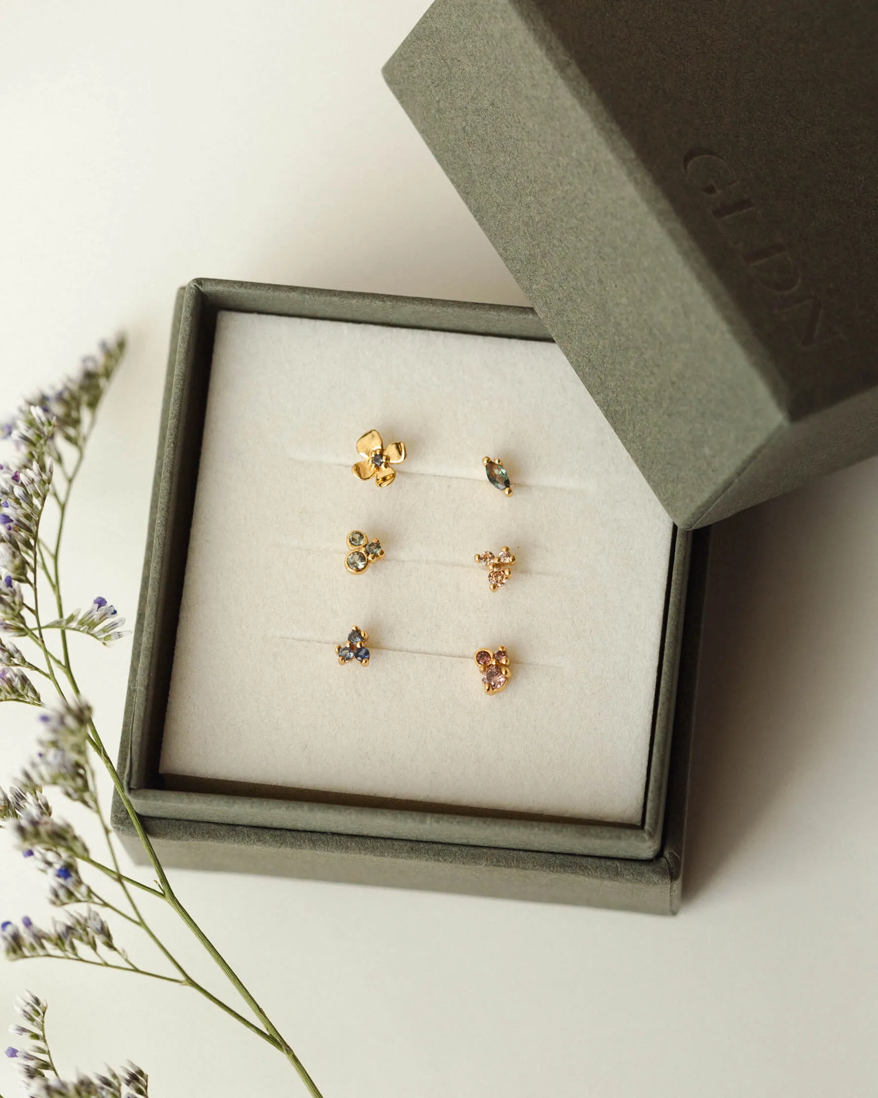 Forest Emerald Leaflet Studs