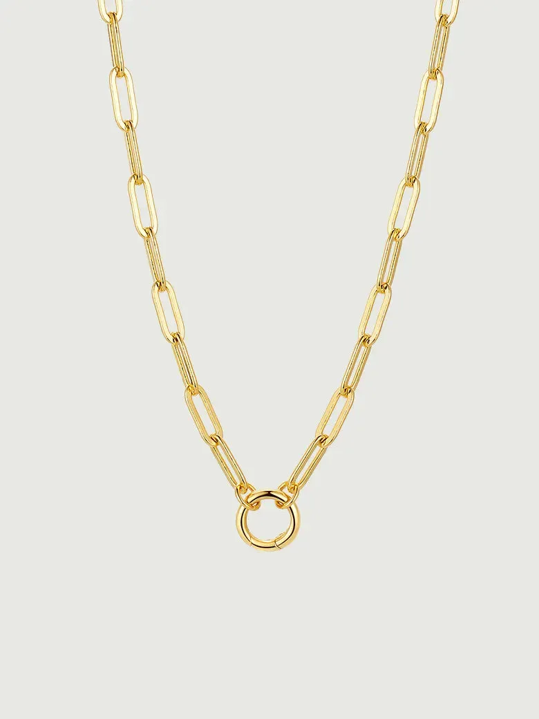 Four Clover Emerald Charm Paperclip Necklace
