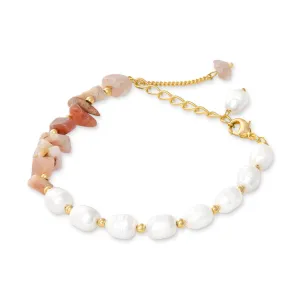 Freshwater Pearl and Peach Moonstone Bracelet: The Carolee