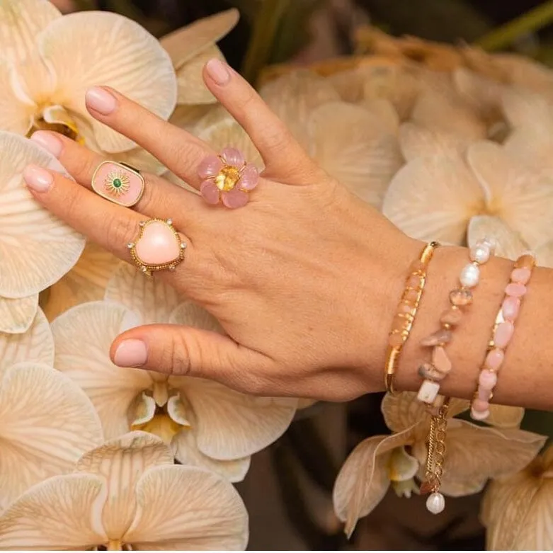 Freshwater Pearl and Peach Moonstone Bracelet: The Carolee