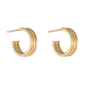Gold Filled 12mm Three Row Open Hoop Earring