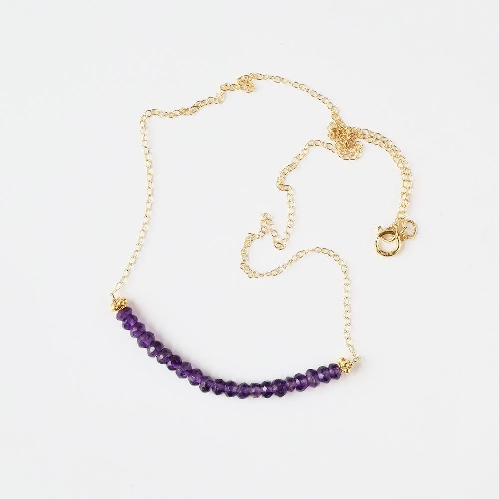 Gold Filled Chain with Amethyst Gemstone Arc Necklace