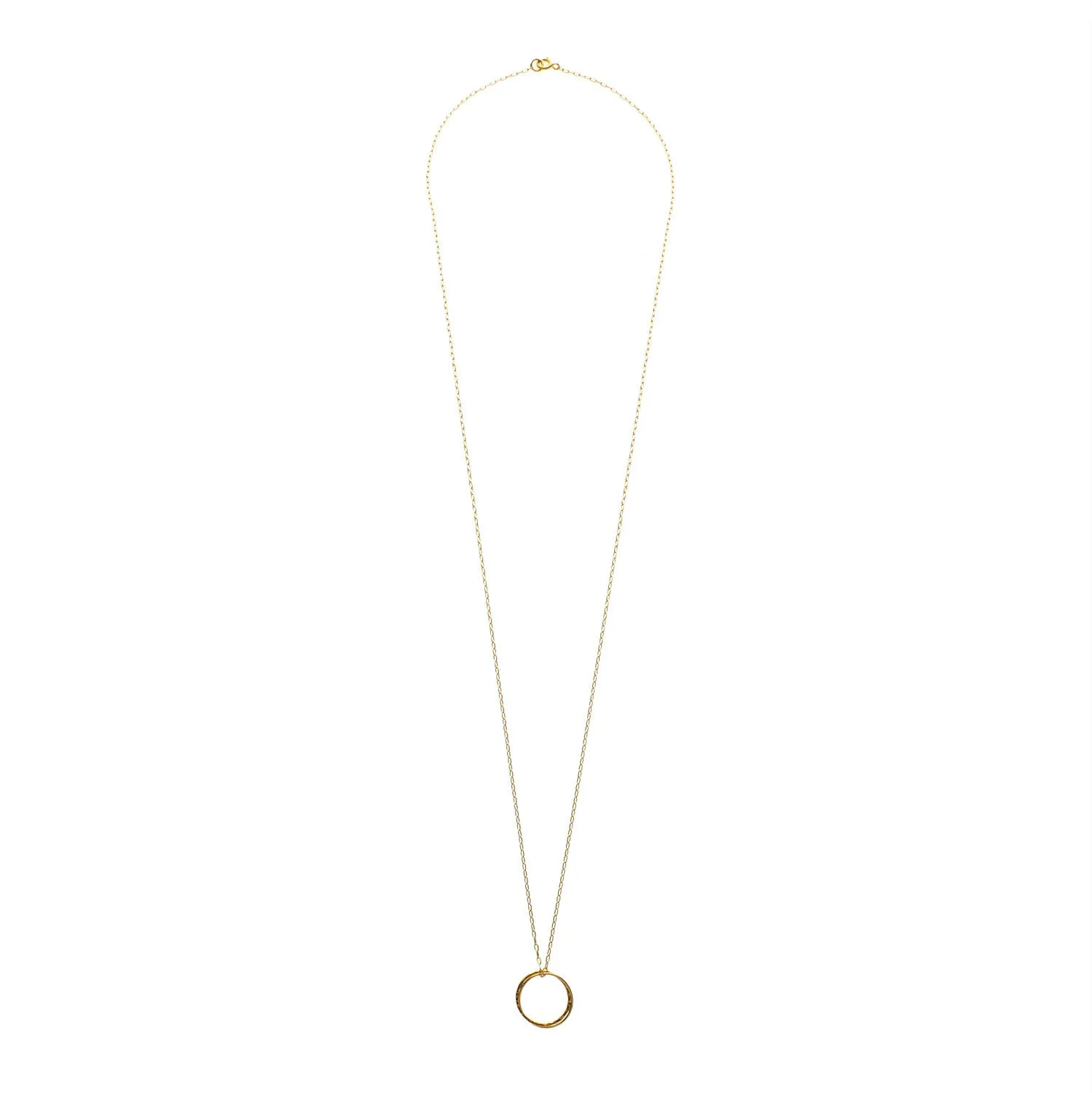 Gold Filled Double Fused Circle Long Pendant Necklace