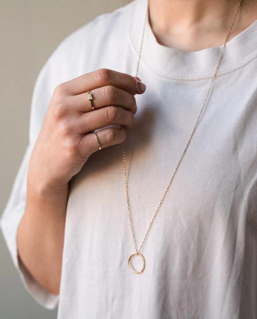 Gold Filled Double Fused Circle Long Pendant Necklace