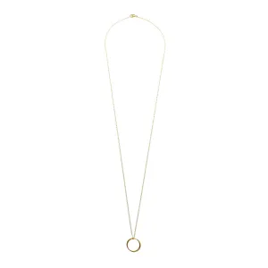 Gold Filled Double Fused Circle Long Pendant Necklace