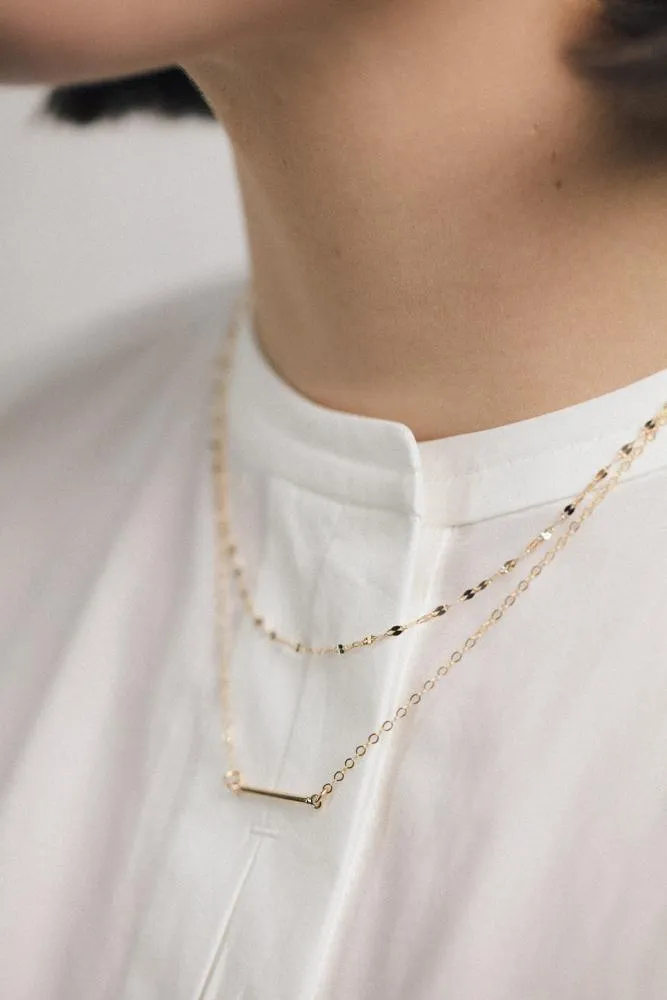 Gold Filled Horizontal Bar Pendant Necklace