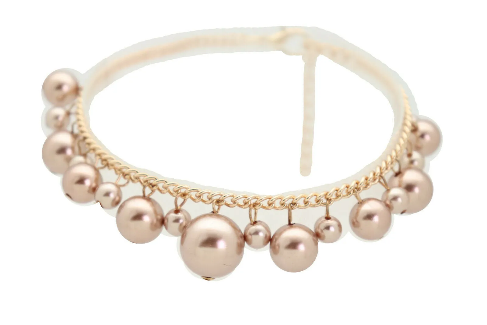 Gold Metal Chain Boot Bracelet Shoe Bronze Pearl Bead Charm