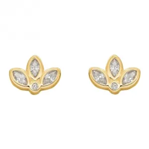 Gold Plated Zirconia Lotus Flower Earrings E6274C