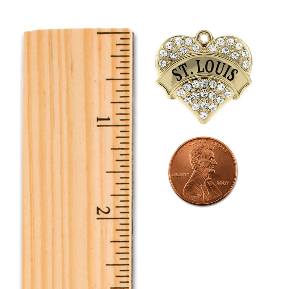 Gold St. Louis Pave Heart Charm Toggle Bracelet