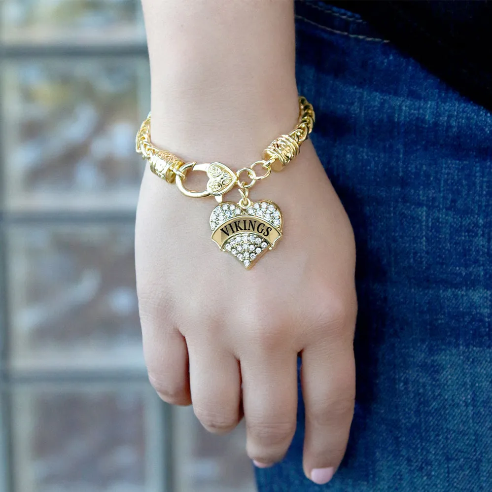 Gold Vikings Pave Heart Charm Braided Bracelet