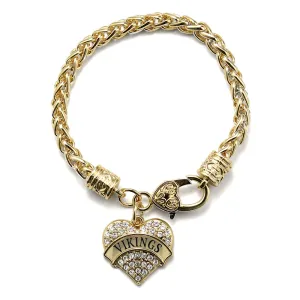 Gold Vikings Pave Heart Charm Braided Bracelet