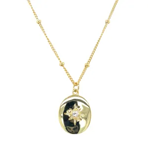 Golden Oval Cz Star Pendant