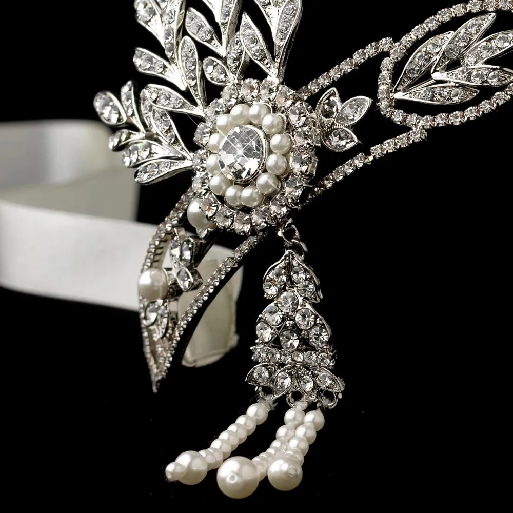 Gorgeous 1920s Gatsby Vintage Crystal & Pearl Bridal Headpiece