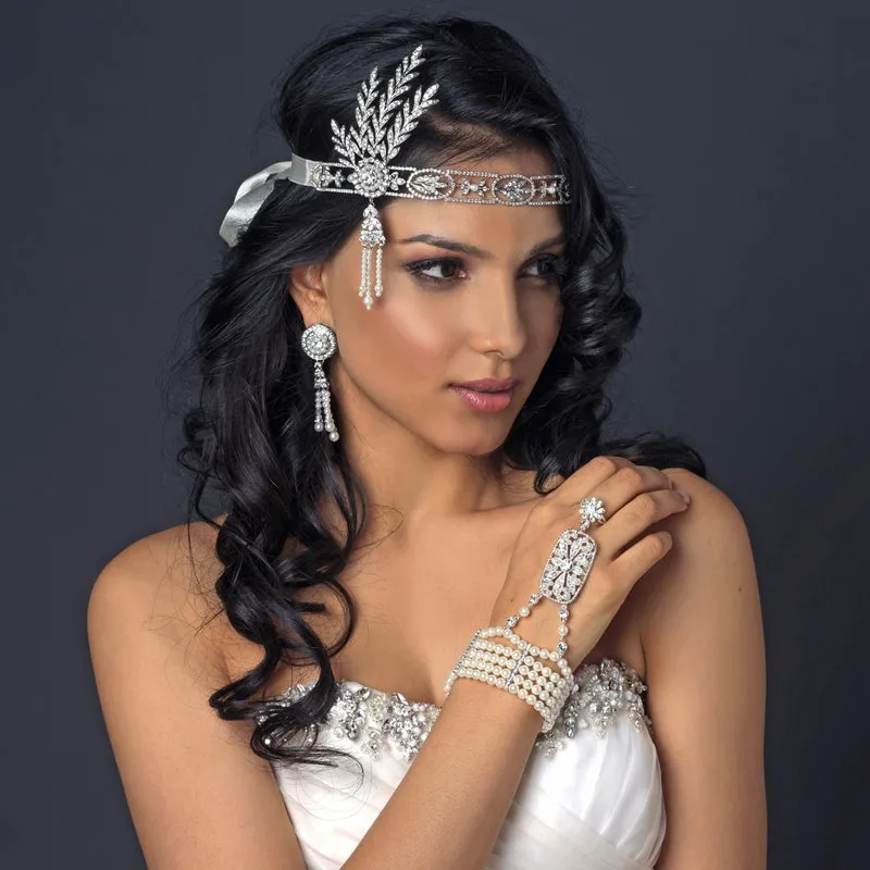 Gorgeous 1920s Gatsby Vintage Crystal & Pearl Bridal Headpiece