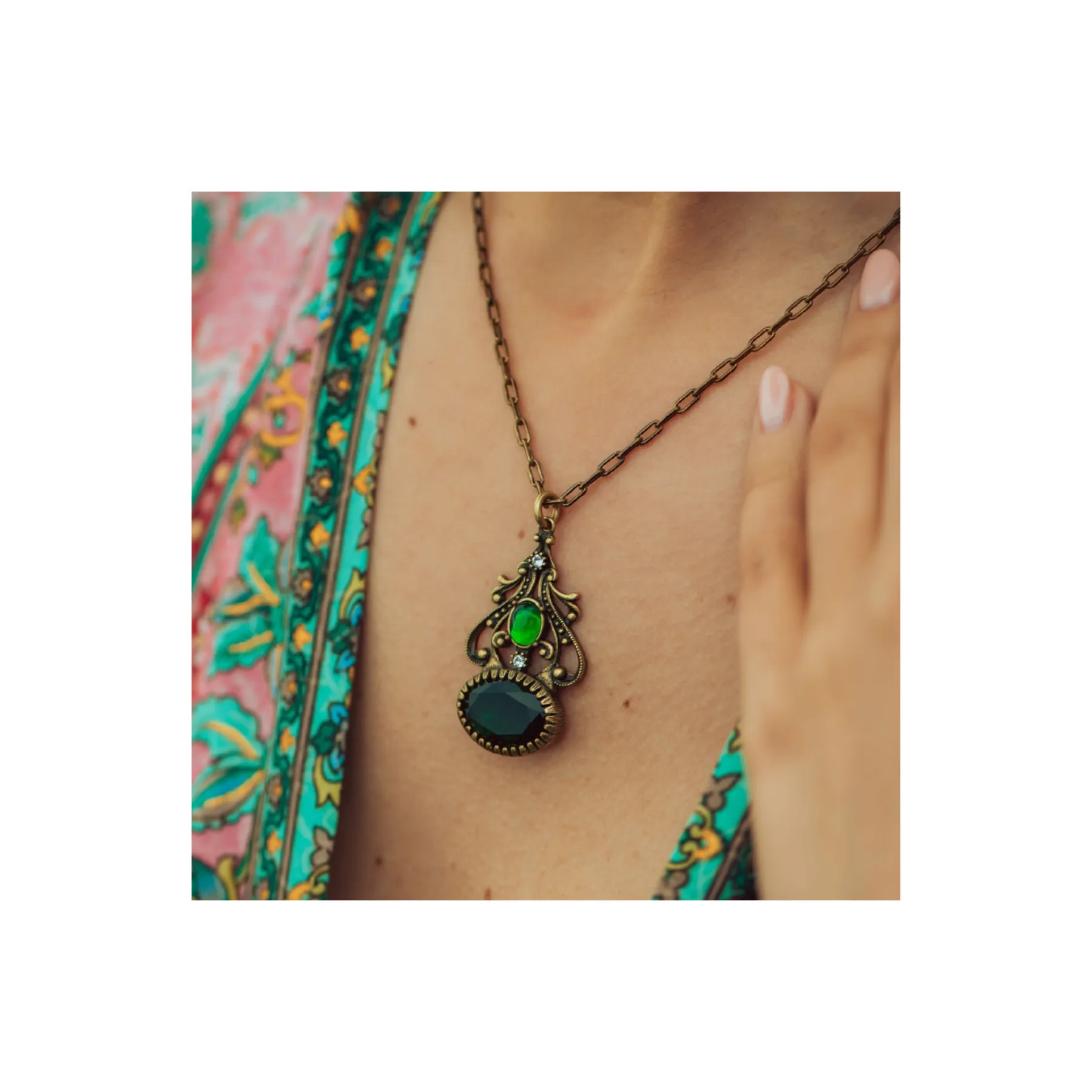 Green Stone FOB Pendant - Newbridge Silverware
