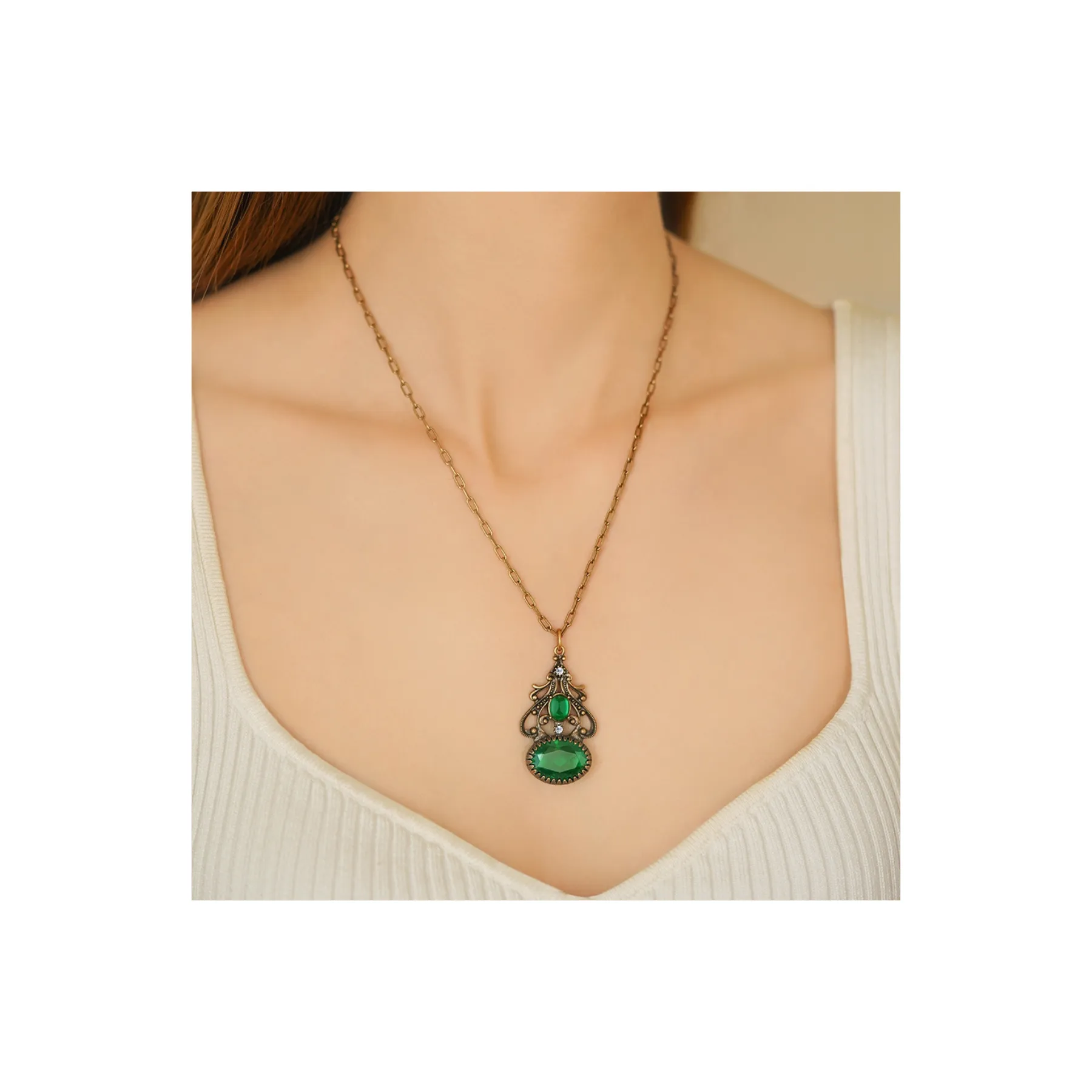 Green Stone FOB Pendant - Newbridge Silverware
