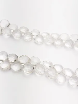 HALF OFF SALE - Quartz Crystal Flat Faceted Round Gemstone Beads, Full Strand, Semi Precious Gemstone, 8"
