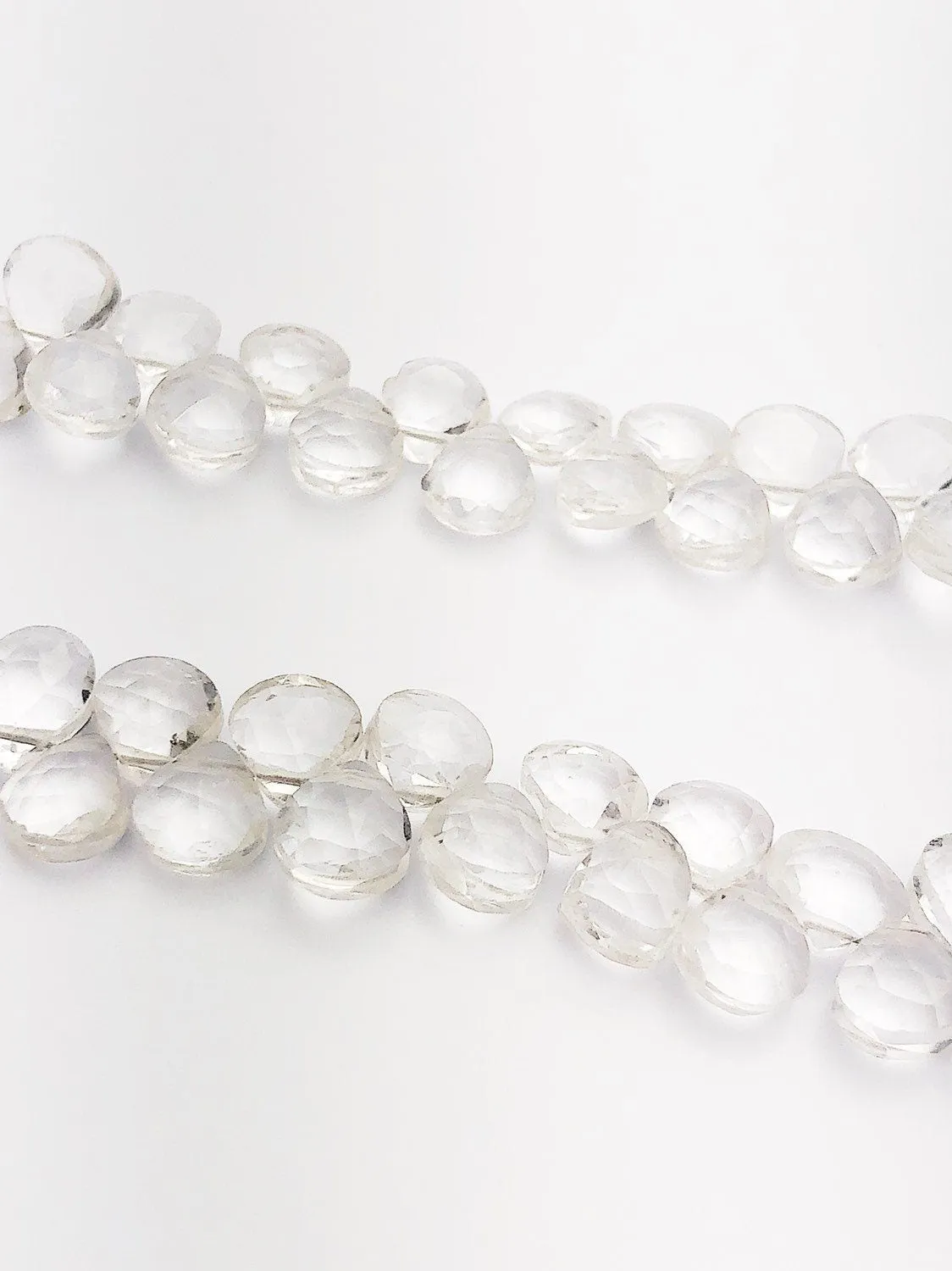 HALF OFF SALE - Quartz Crystal Flat Faceted Round Gemstone Beads, Full Strand, Semi Precious Gemstone, 8"